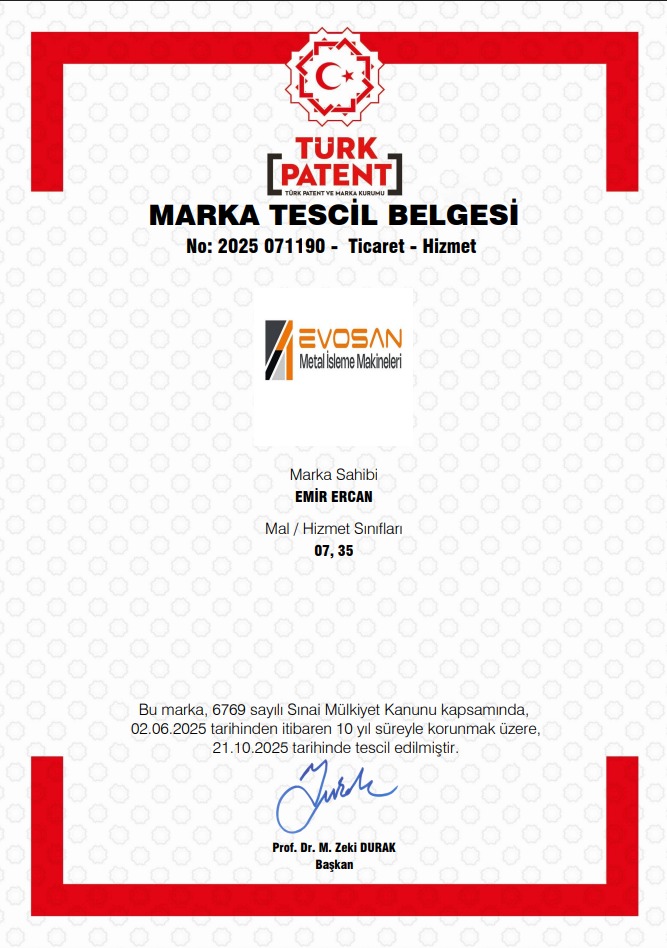 Evosan Marka Tescil Belgesi